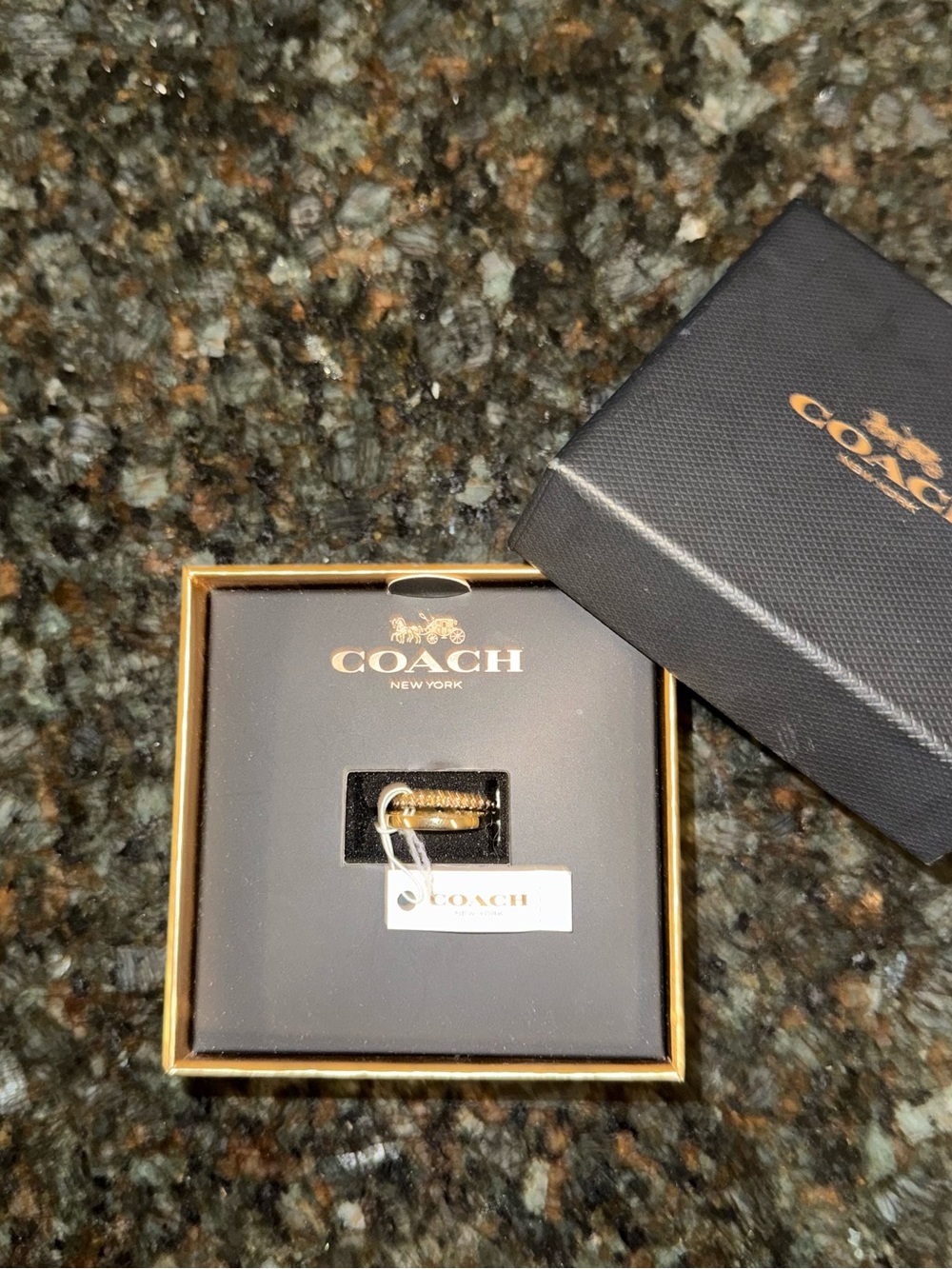 Coach Gold Tone Signature Ring | Designer Ring | Women’s Jewelry Size 6